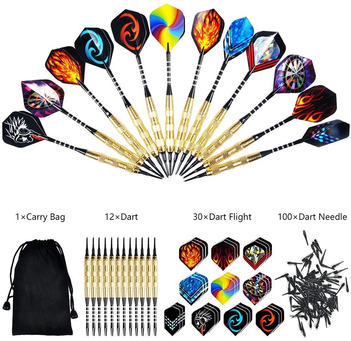 Professionele Dartset - 12 Delig met Antisliphandgreep