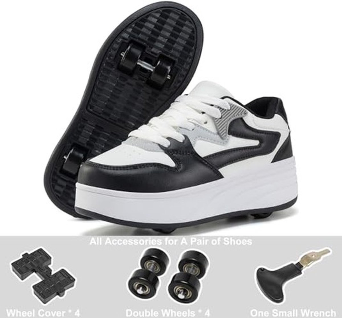 Kinder Rollerskate Schoenen - Verwijderbare Wielen - Zwart