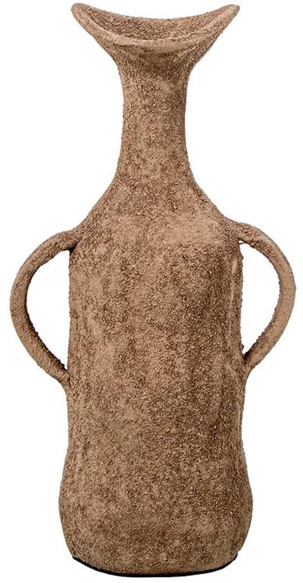 Tafelvaas met aluminium handgrepen - Beige