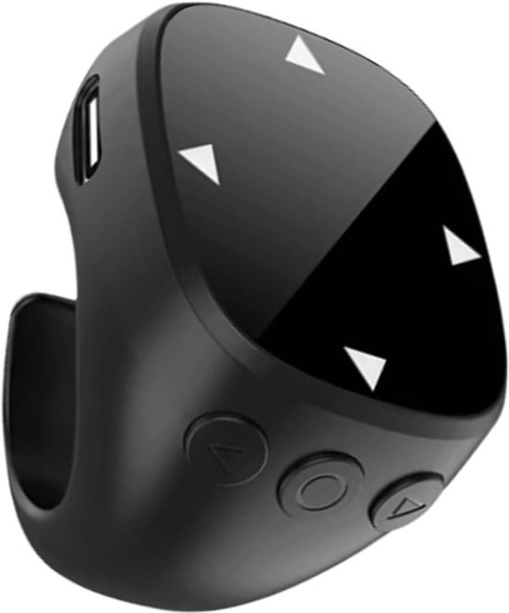 Smartphone Afstandsbediening - Slimme Klikker - Social Media Scrollen - Moderne Tik Ring - 3.9 cm - Zwart