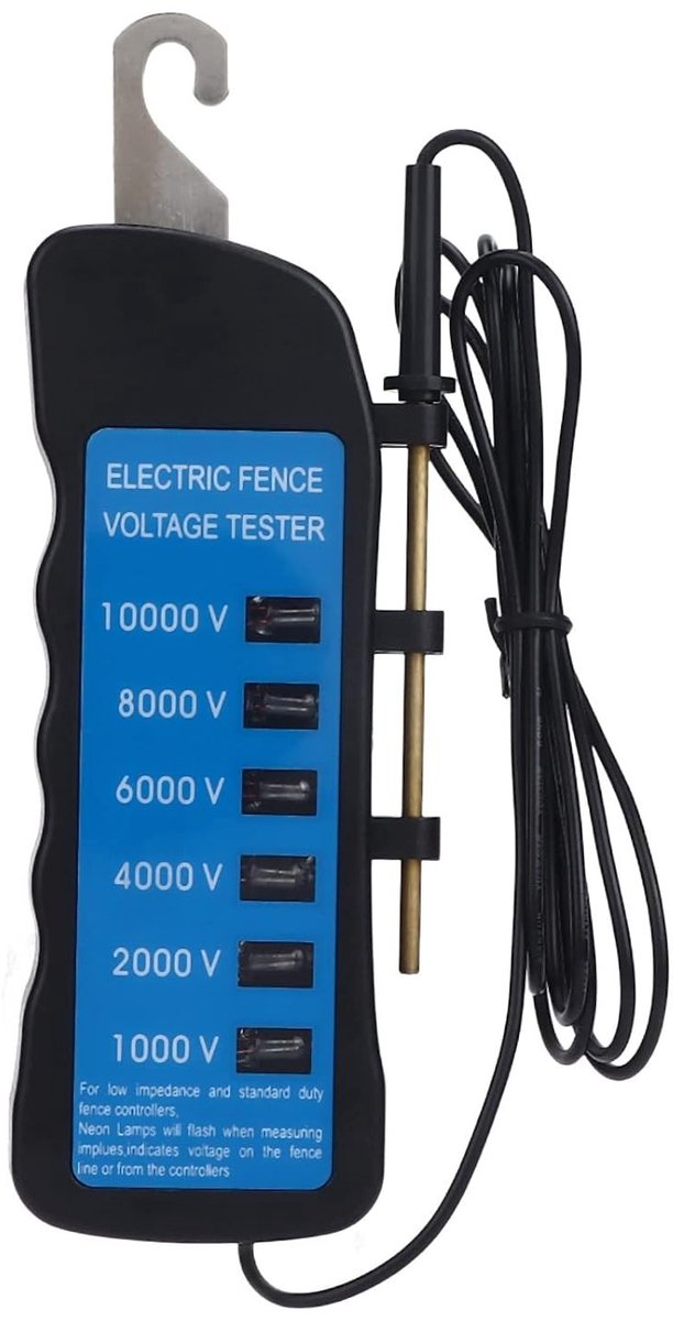 Niet-contact elektrische hek tester tot 10000V met 6 LED-indicatoren, waterdicht voor boerderijen, vee en tuingebruik