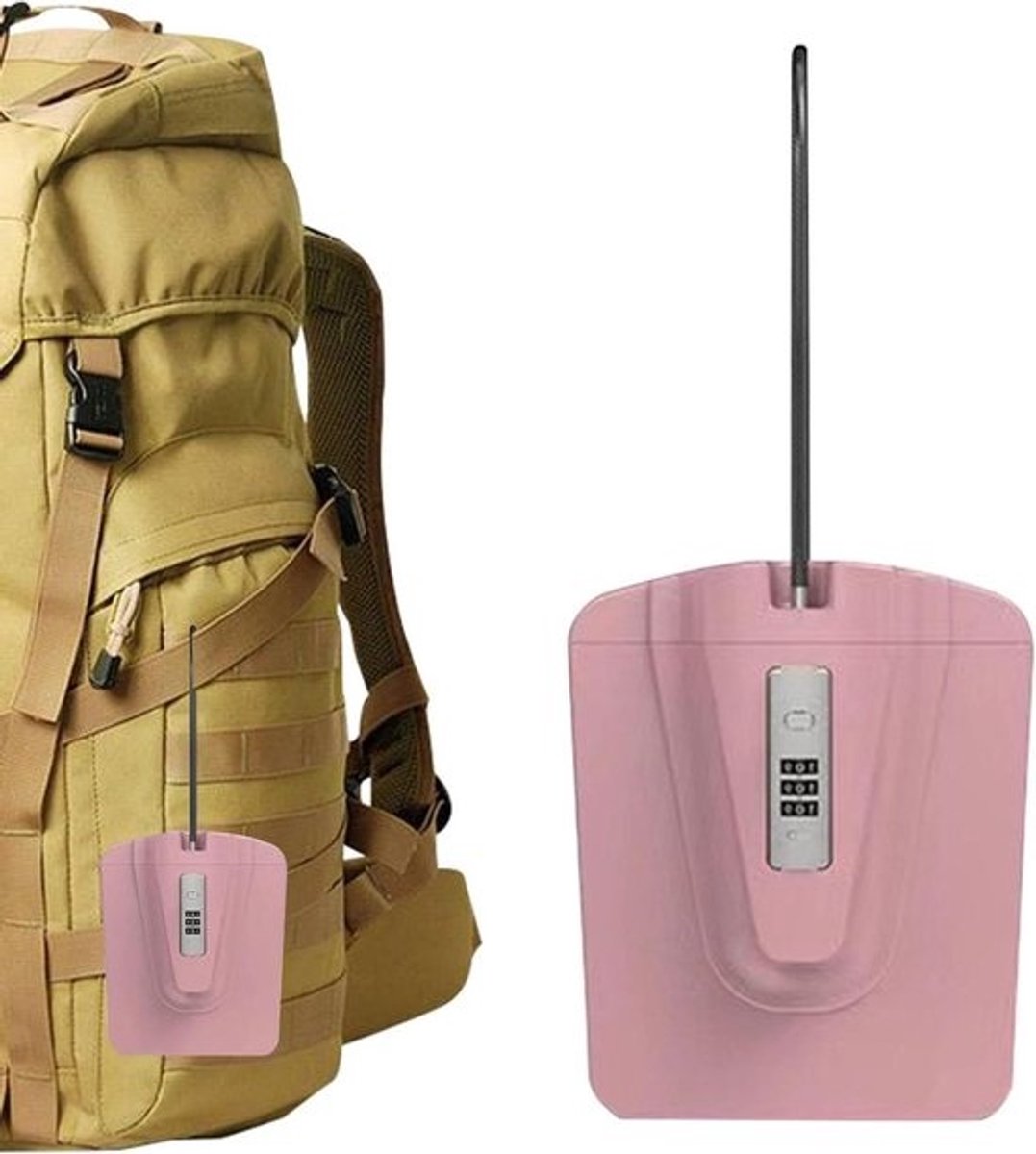 Reisslot - Draagbare kluis - Waardevolle spullen beveiligen - Waterdicht en afneembare kabel - 20x13x20 cm - Roze