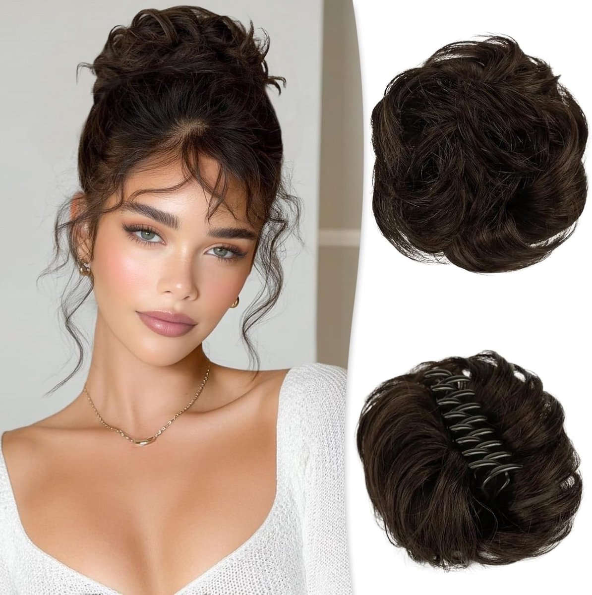 Natuurlijke Wavy Ponytail van 100% Echt Haar met Tangen - Clip-in Haarstuk voor Vrouwen en Meisjes, Kleur 2#D, Perfect voor Diverse Stijlen