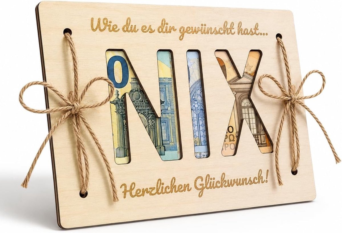 Creatieve Houten Geldcadeau Box voor Verjaardagen, Trouwen en Jongeren - 20.5 x 15 cm, Leuk Geld Geschenk voor Mannen en Vrouwen