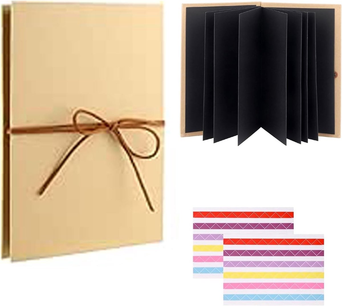 Compact 5 inch fotoalbum met aanpasbaar ontwerp; zwart mini-album voor scrapbooking, creatieve projecten en als cadeau voor verjaardagen, afstuderen of bruiloften