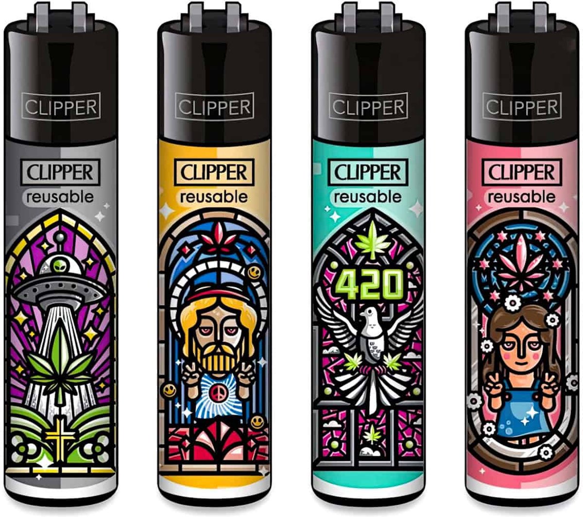 Clipper Classic Large Aanstekers "Church Windows" (4 Stuks)