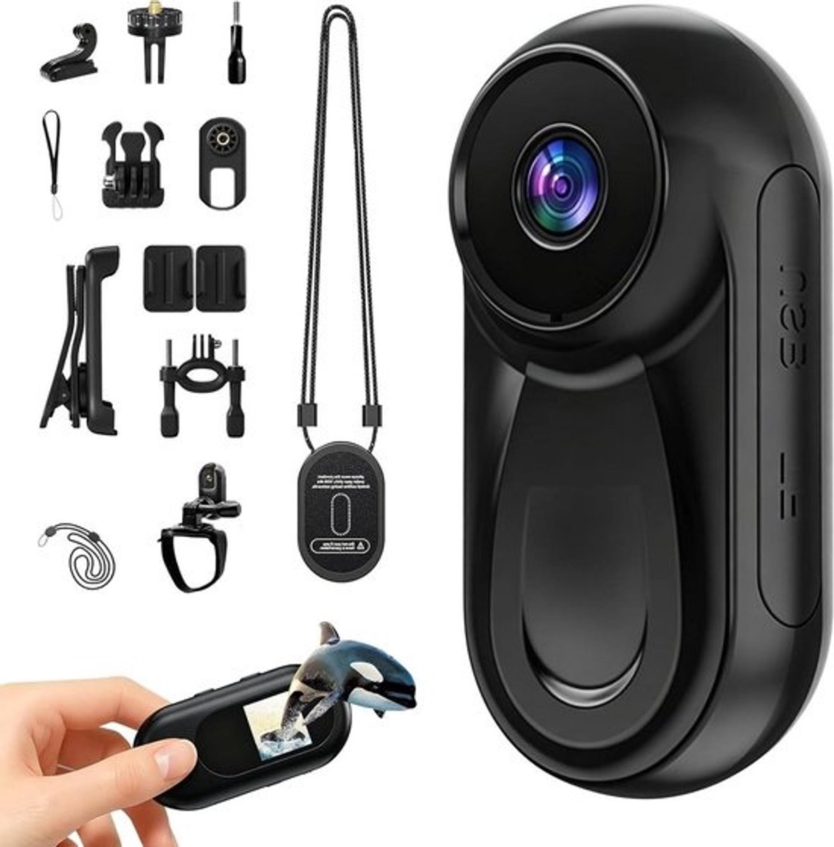 Mini Actie Camera - Draagbare Camcorder - Outdoor Avonturen - Magnetische Bevestiging - 6 x 2.2 x 3.2 cm - Zwart