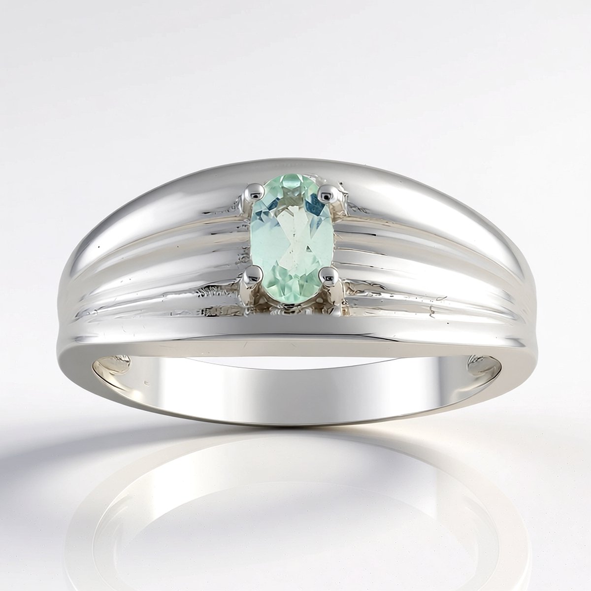 Cavill - Verstelbare Zilveren Ring - 925 Sterling Zilver Gerhodineerd - Ovale Amblygoniet 0,179 ct - Elegante Braziliaanse Edelsteen Ring