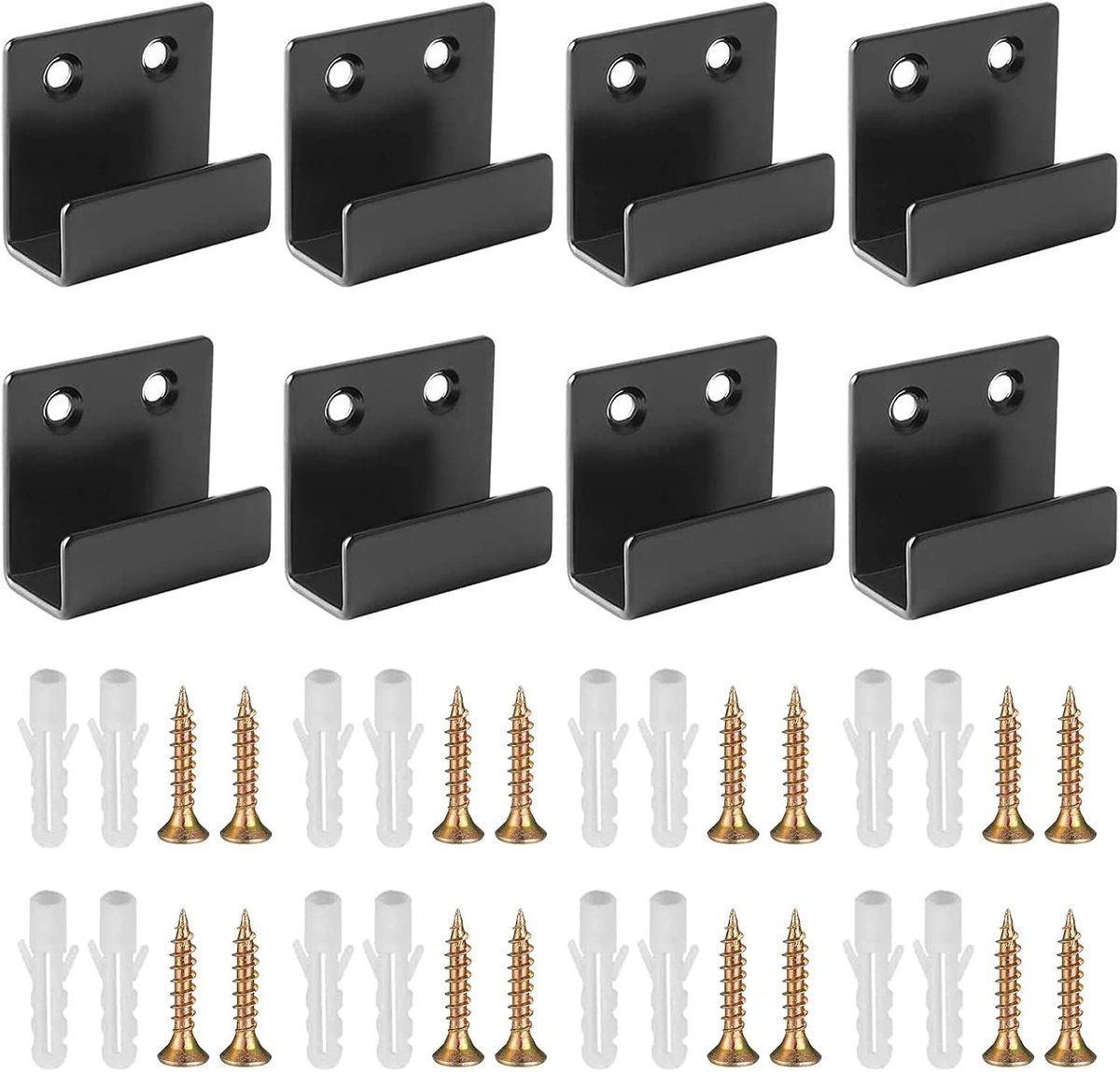 U-vormige spiegelsupports, 8 stuks roestvrijstalen bevestigingsbeugels met schroef en verlengbuis, ideaal voor zware wandmontage, tegelstandaard en schilderijpresentatie