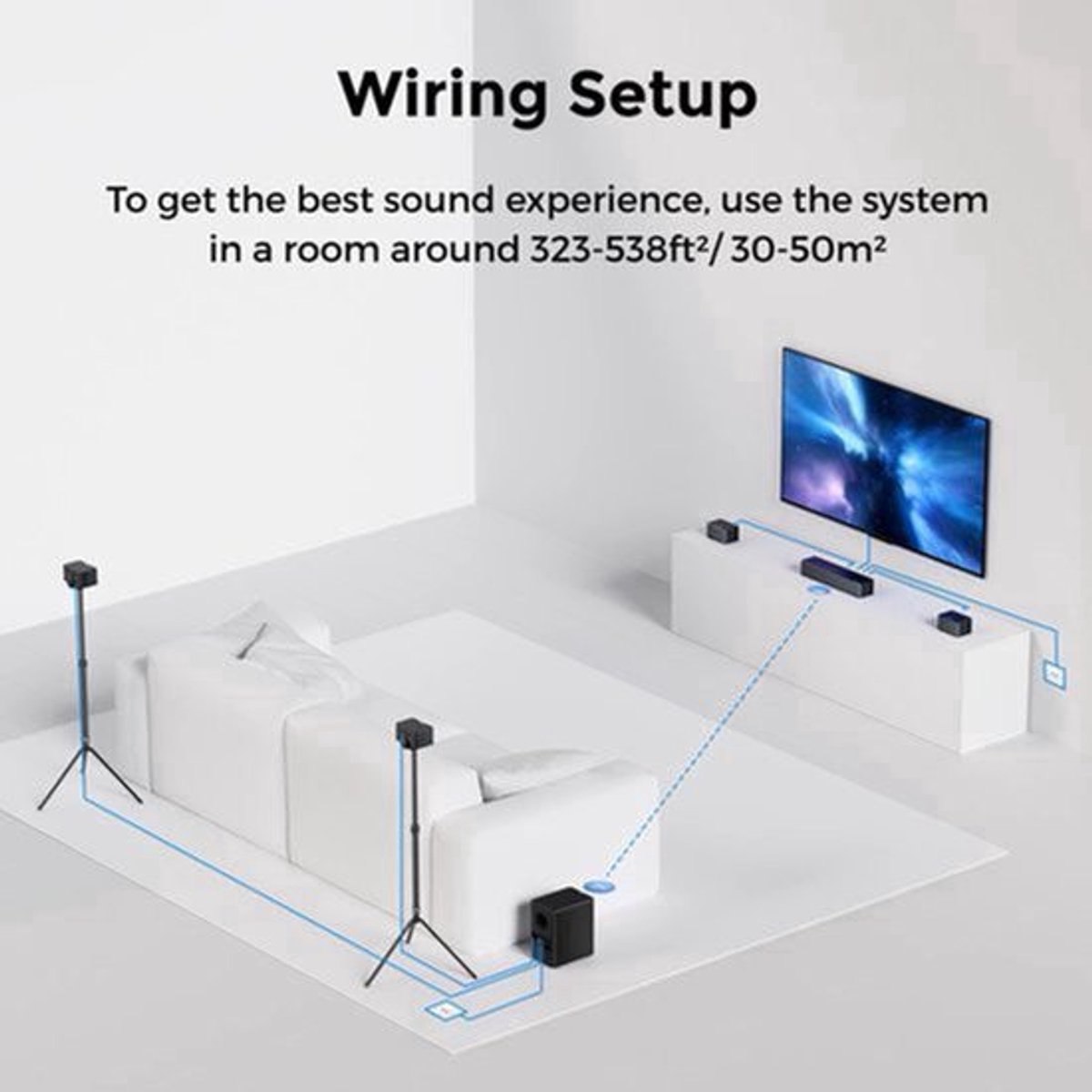 Soundbar – Home Cinema Speaker – Surround Sound Systeem – Draadloze Subwoofer – 7.1 Kanaals – 500W Vermogen – Dolby Atmos – 6,5 Inch Subwoofer