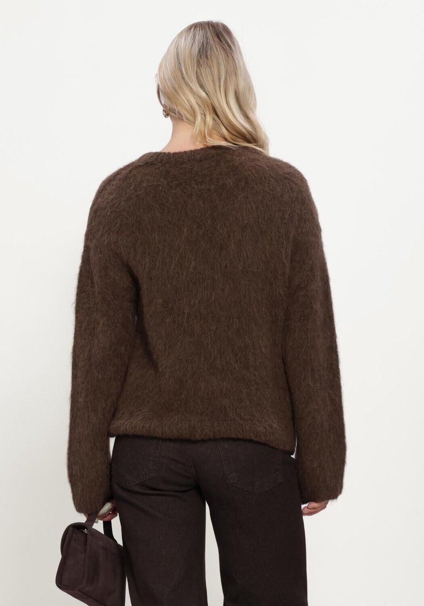 Object Objharry L/s Lo Knit Pullover Noos Truien & vesten Dames - Sweater - Hoodie - Vest- Bruin - Maat S