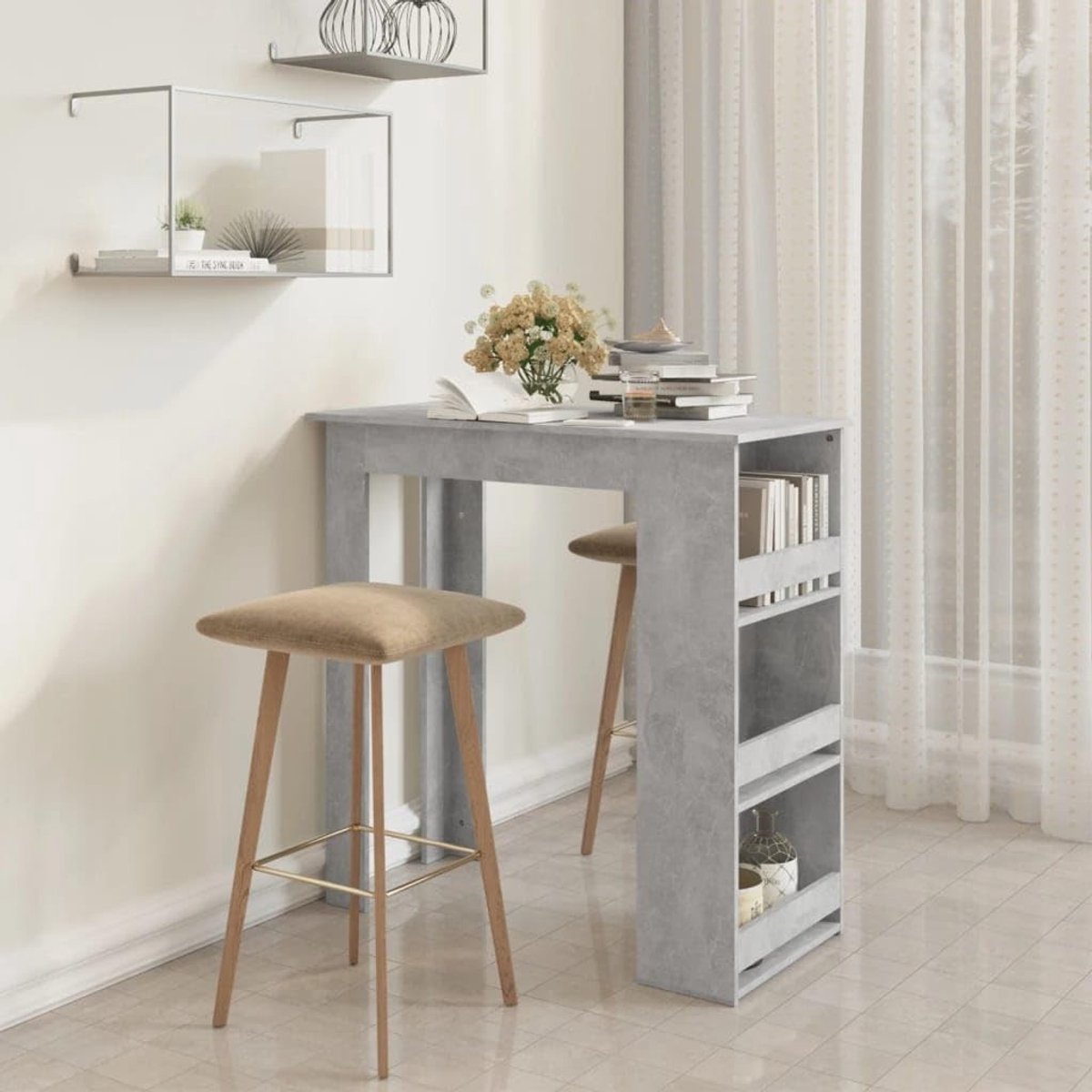 Staande Tafel met Planken - Betongrijs 102x50x103,5 cm