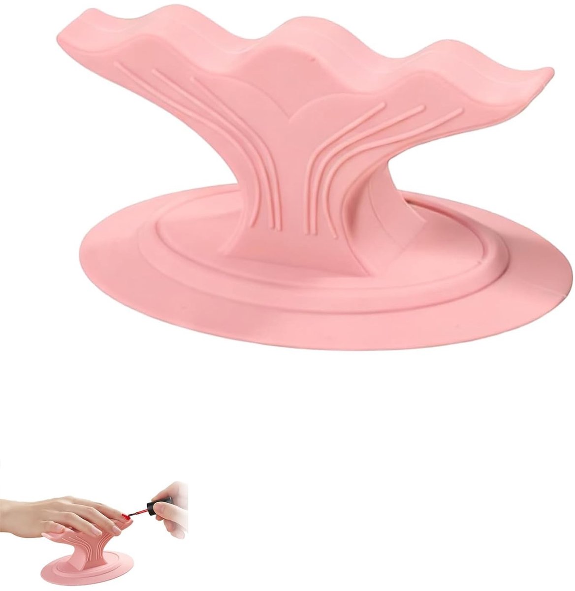 Vingersteun voor nagelkunst - Siliconen met zuignap - Roze