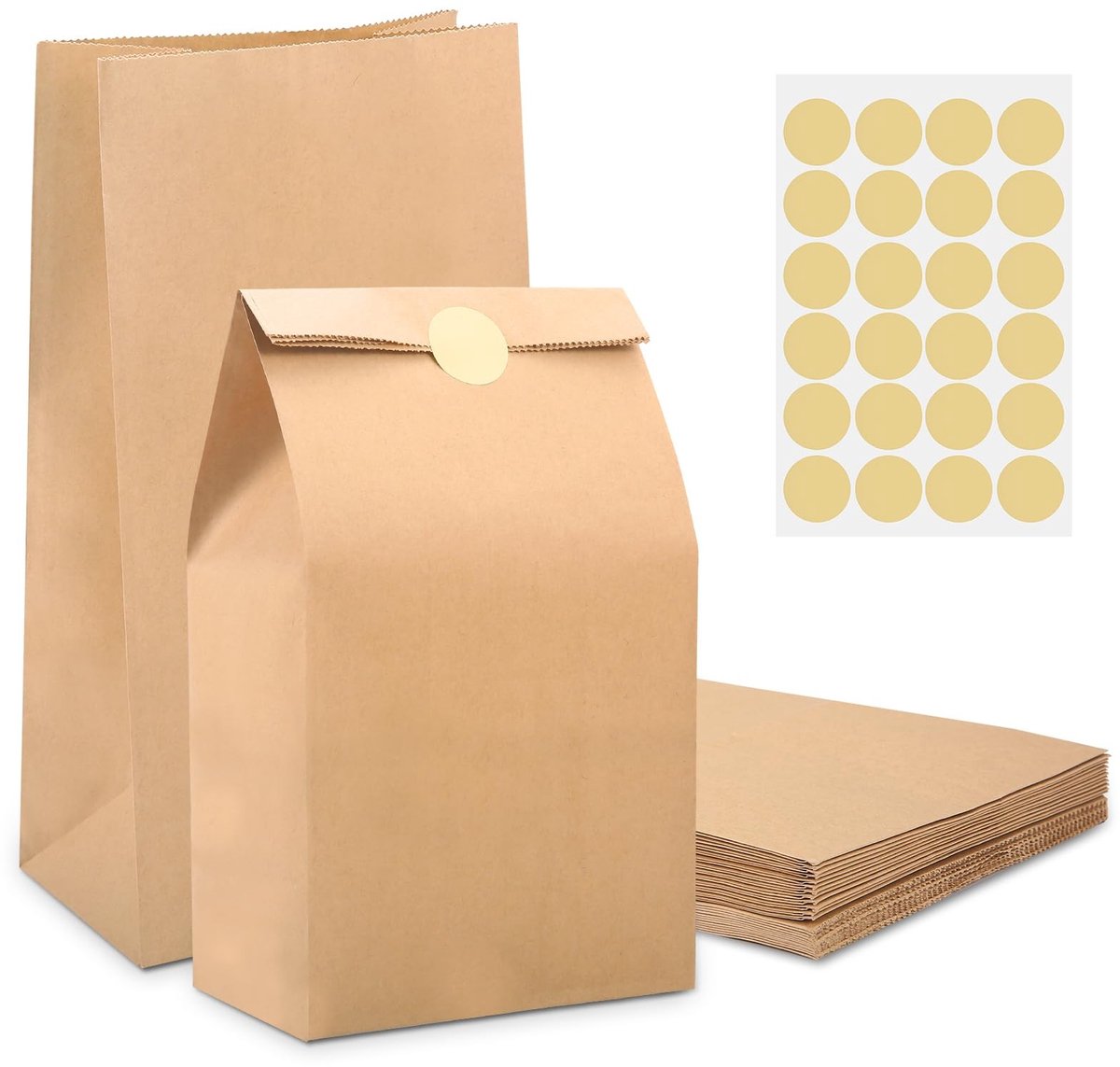 Papieren Cadeauzakjes met Stickers - 24 Stuks 15 x 9 x 28 cm