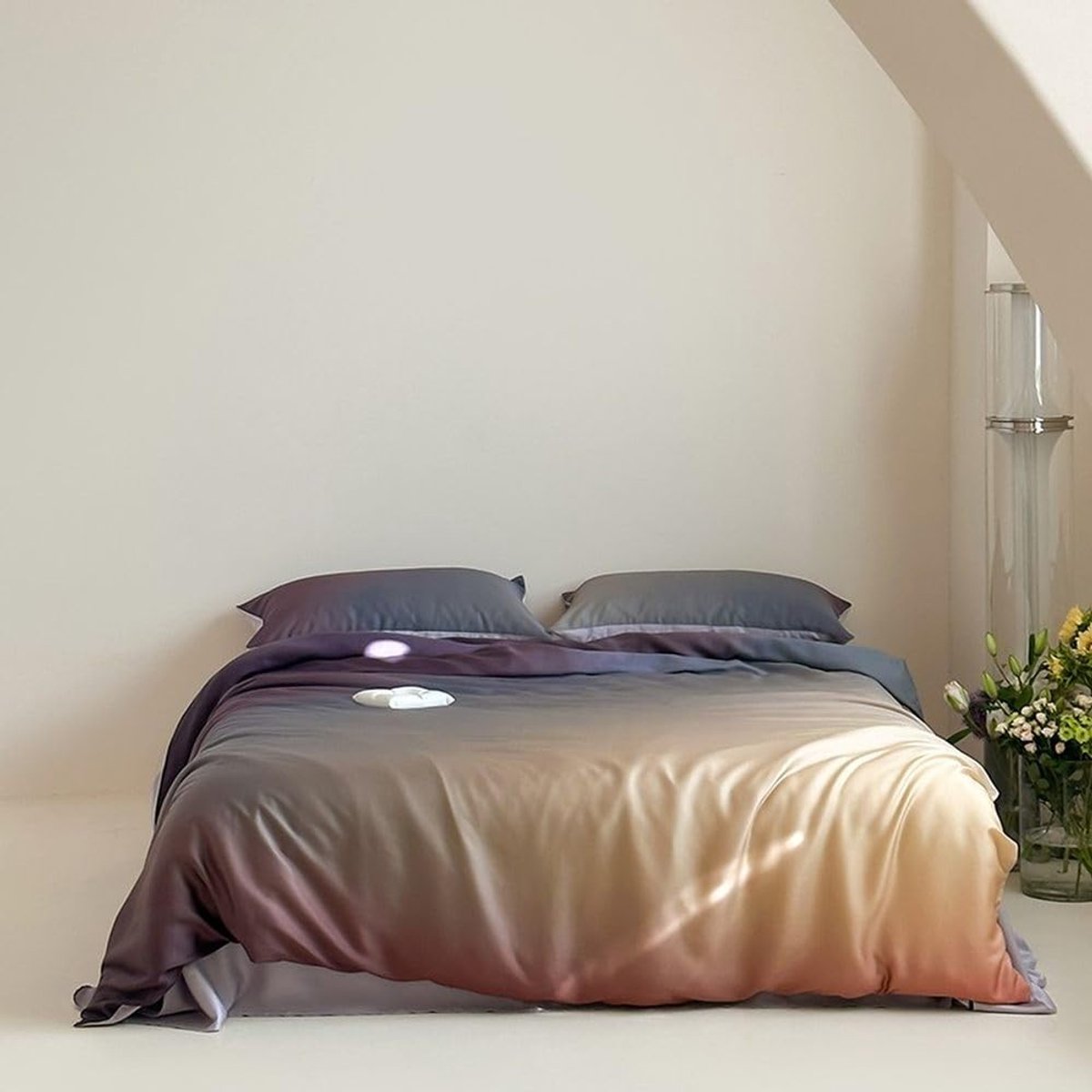 Dekbedovertrekset met Rits - 600TC Bamboe - Grijs - 180x220 cm - 4 Stuks