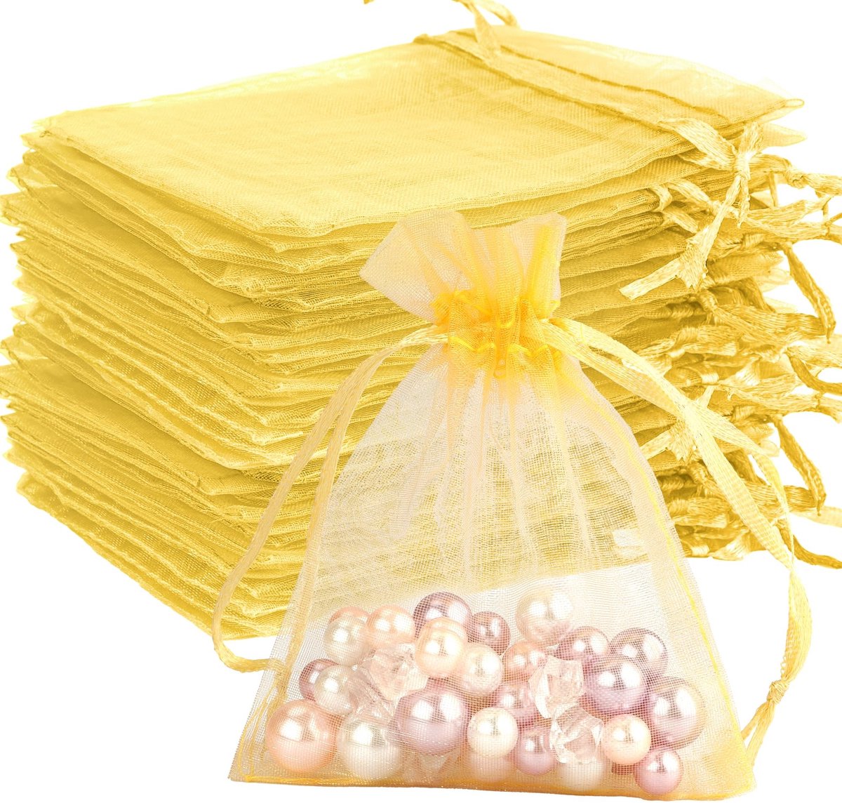 Organza Tassen - Gouden 100 Stuks - 3x4 Inch