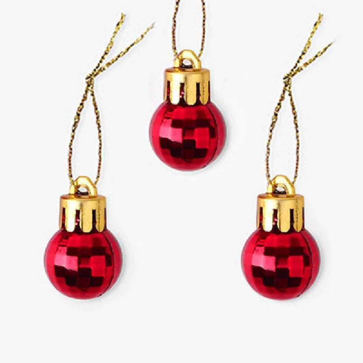 Mini kerstballen in ruitpatroon - Rode decoratie 10 stuks