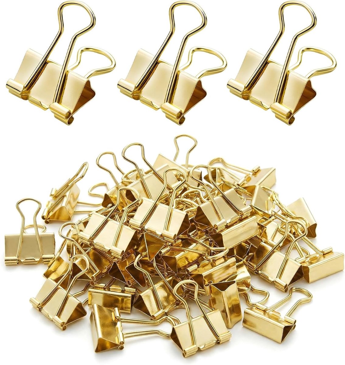 100 Stuks Gouden Vouwclips, 19mm Stevige Metalen Paperclips, Herbruikbare Klemmen voor Kantoor, School en Creatieve Projecten