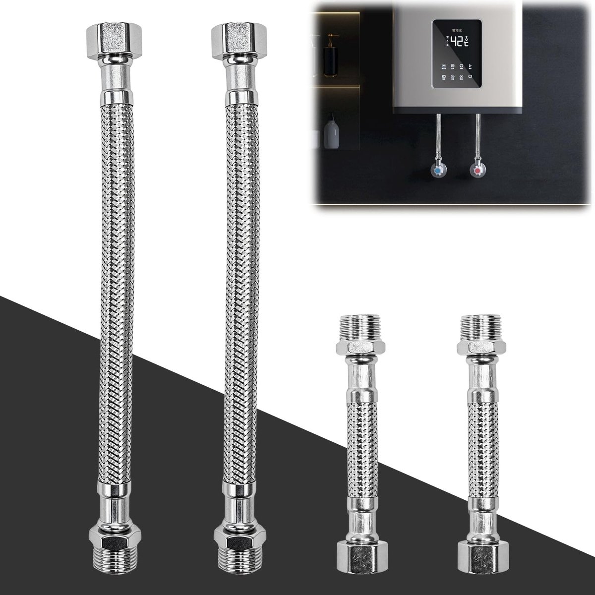 Flexibele Slang 3/8" IG x 3/8" AG - 20/10 cm verbinding