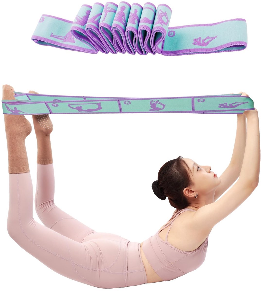 Elastic Yoga Stretch Band - 9 Lussen voor Fysiotherapie en Pilates - Blauw