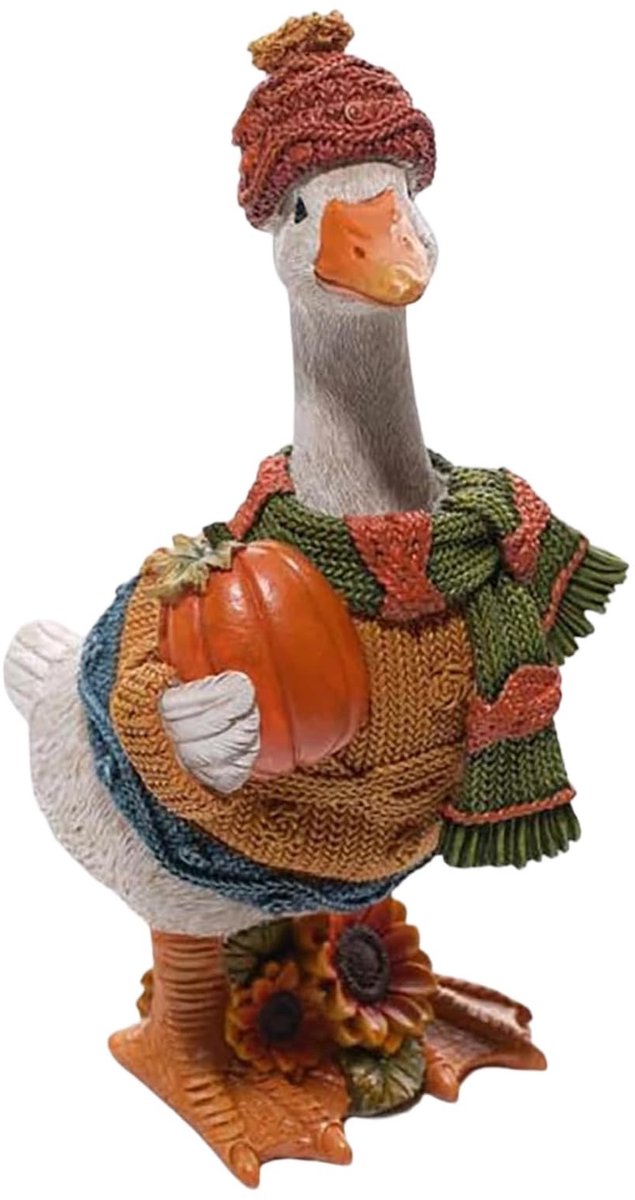 Handbeschilderd Hars Ornament - Herfst Pompoen Eend