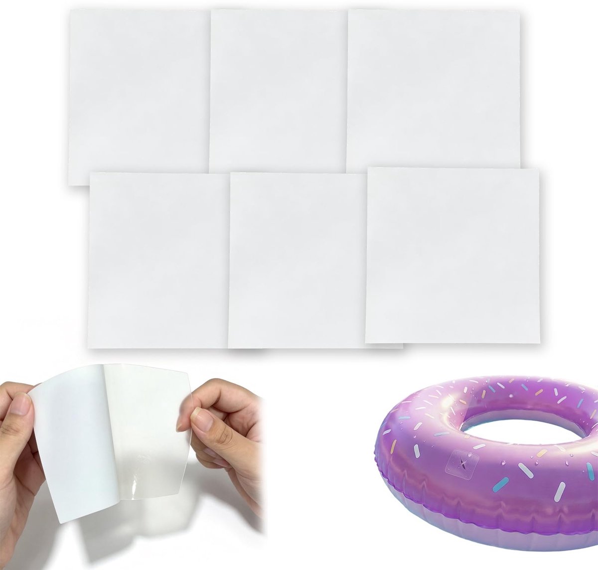 6 Zelfklevende Pool Patches - 9 x 9 cm, Waterdicht en Transparant