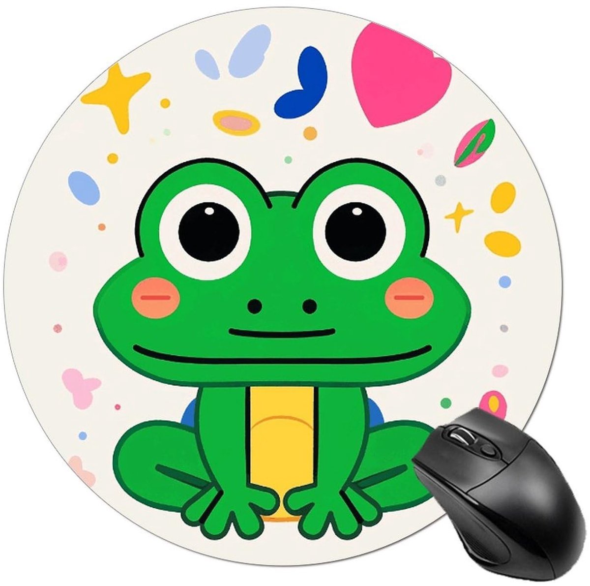 Ronde Gaming Mousepad met Leuk Kikkerpatroon - Waterdicht