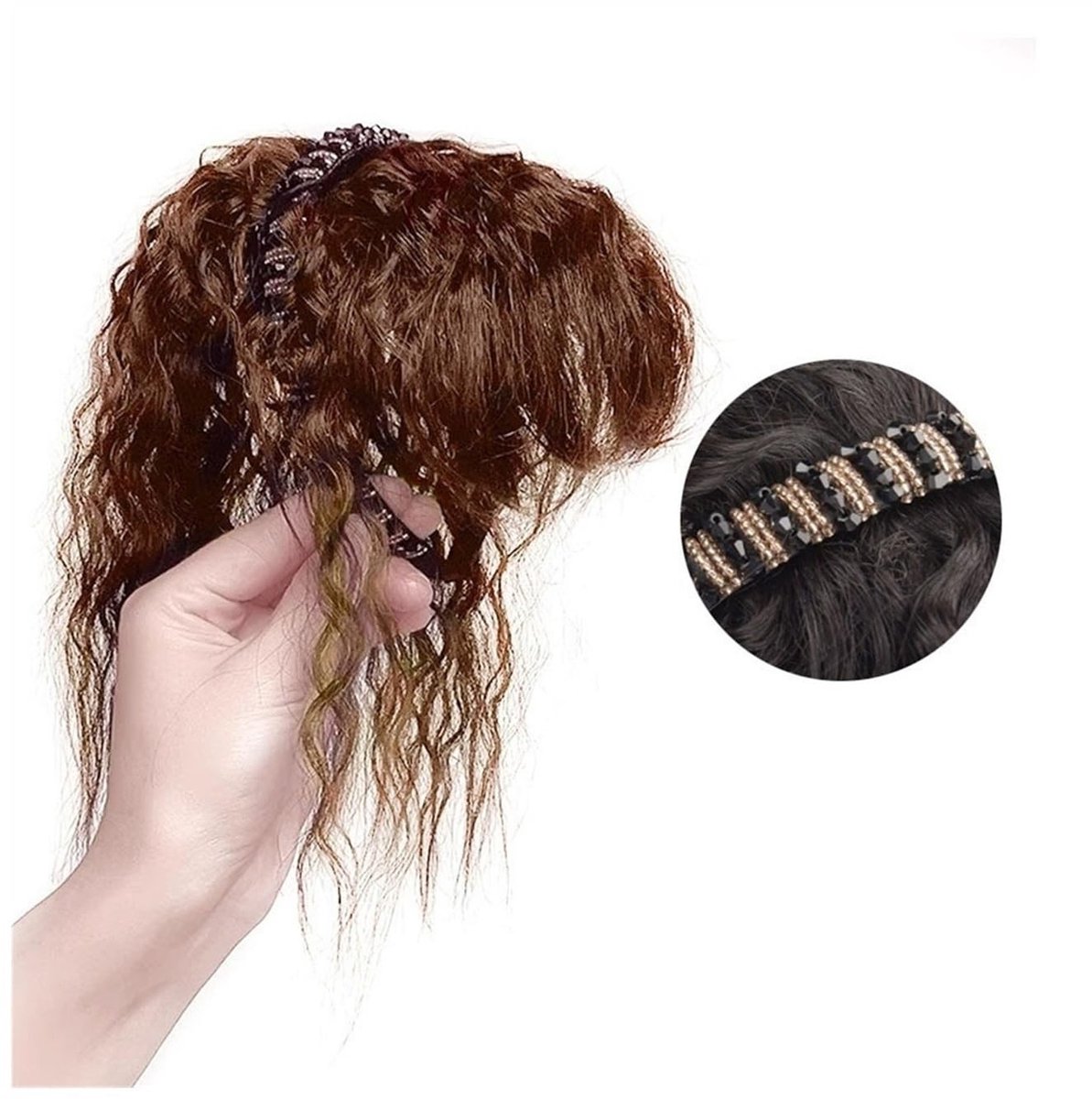 Synthetisch Haar Topper met Strassband - Korte Krullende Haarstukken