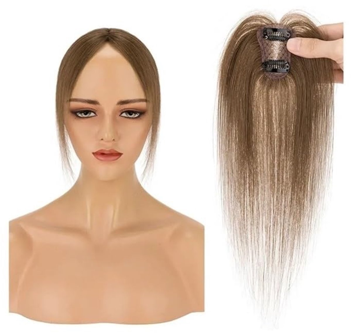 Haar Topper voor Vrouwen - Clip-in Bangs in Donkerbruin