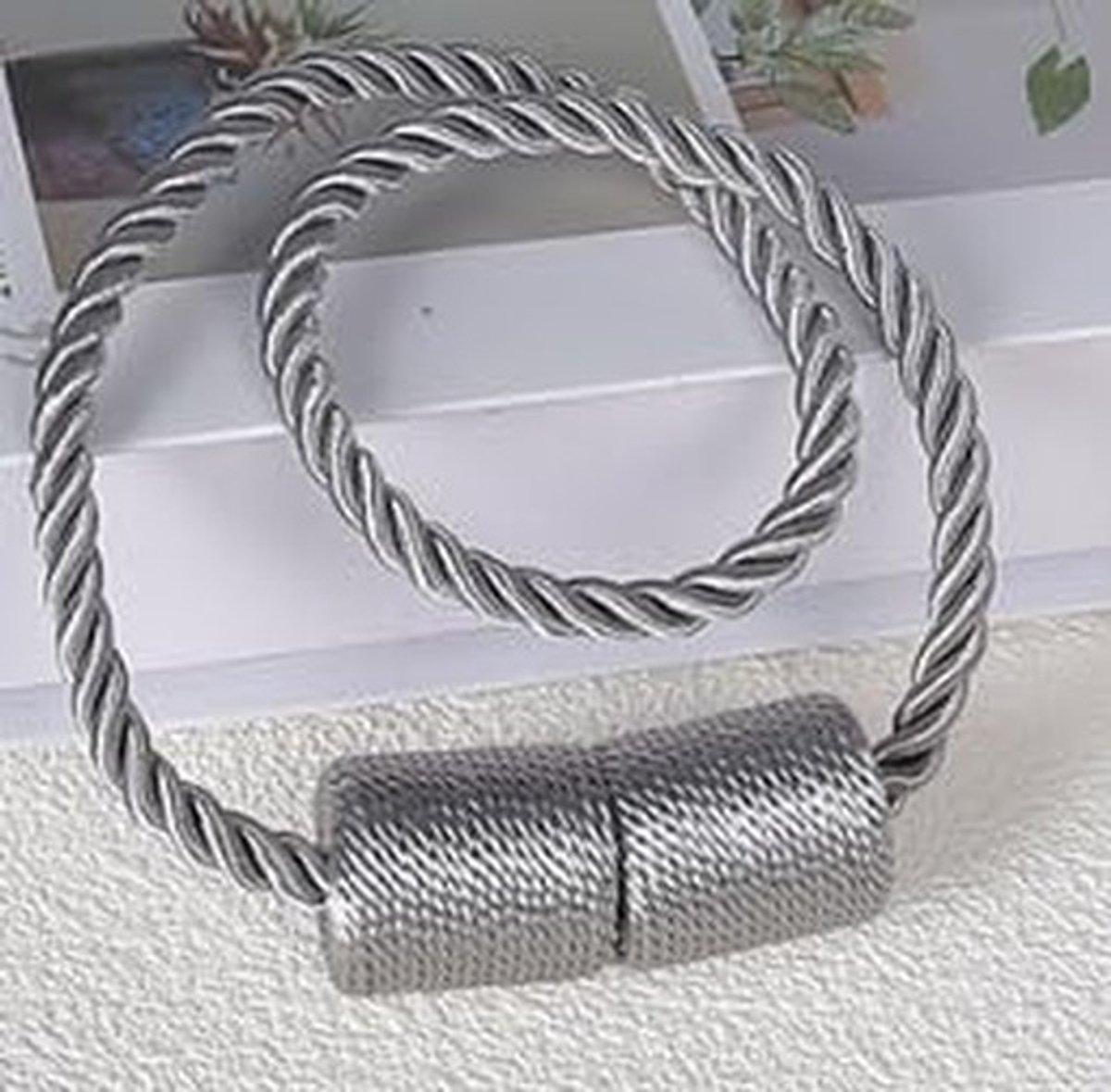 Magnetische Gordijnhouders Set van 4 - Zilvergrijs