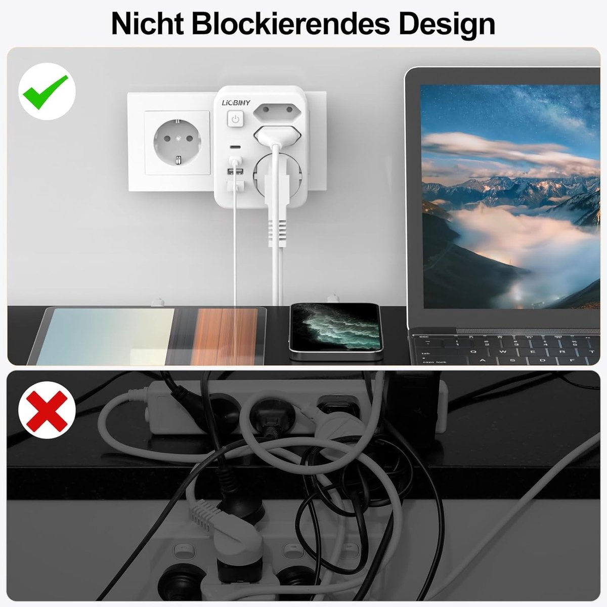 Stekkerdoos met 4 USB-poorten - Compact Ontwerp - 7-in-1 Meervoudig Stopcontact - Intelligente Oplaadtechnologie - Voor Thuis en Kantoor