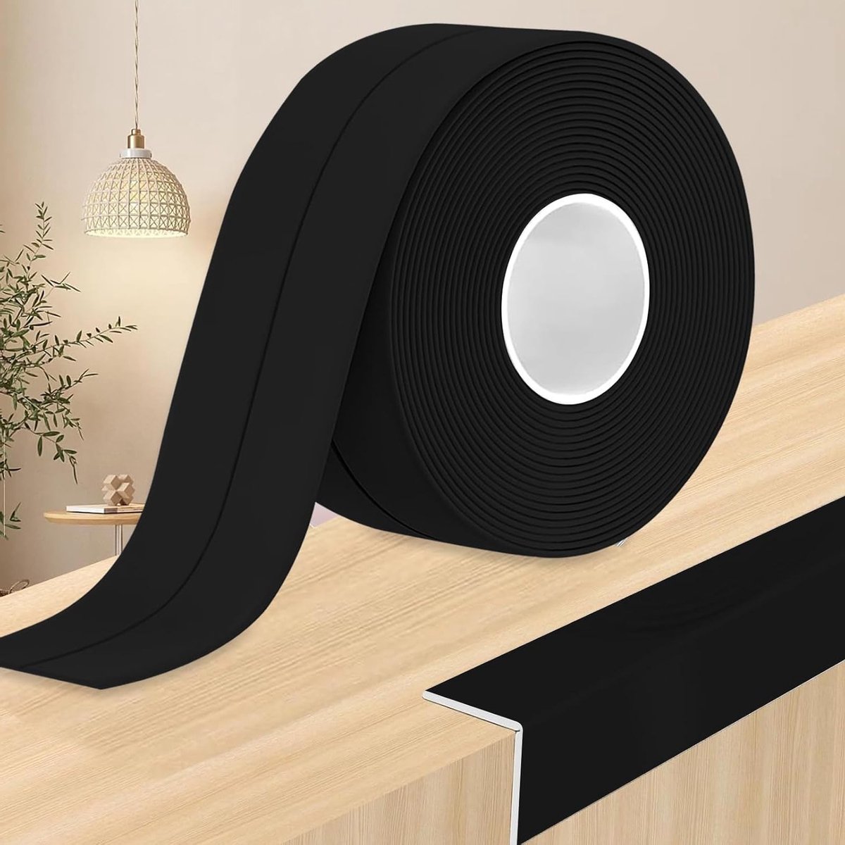 PVC Plinten 30mm x 30mm x 18m - Waterdichte en Schimmelbestendige Plinten voor Badkamer en Keuken (Zwart)