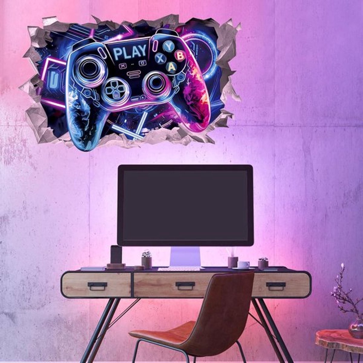Allecto Plus - 3D muurstickers kinderkamer jongen gamepad graffiti wandstickers