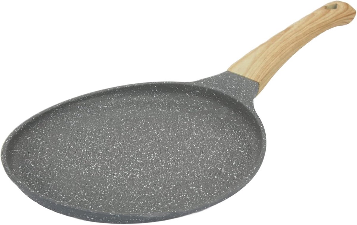 Koekenpan - Kookpan Koekenpan plat - Ontbijt Bereiden - Plakvrij Oppervlak - 24cm - Zwart