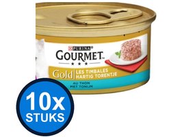 10x Gourmet - Gold Hartig Torentje Tonijn - Kattenvoer Natvoer - 85g