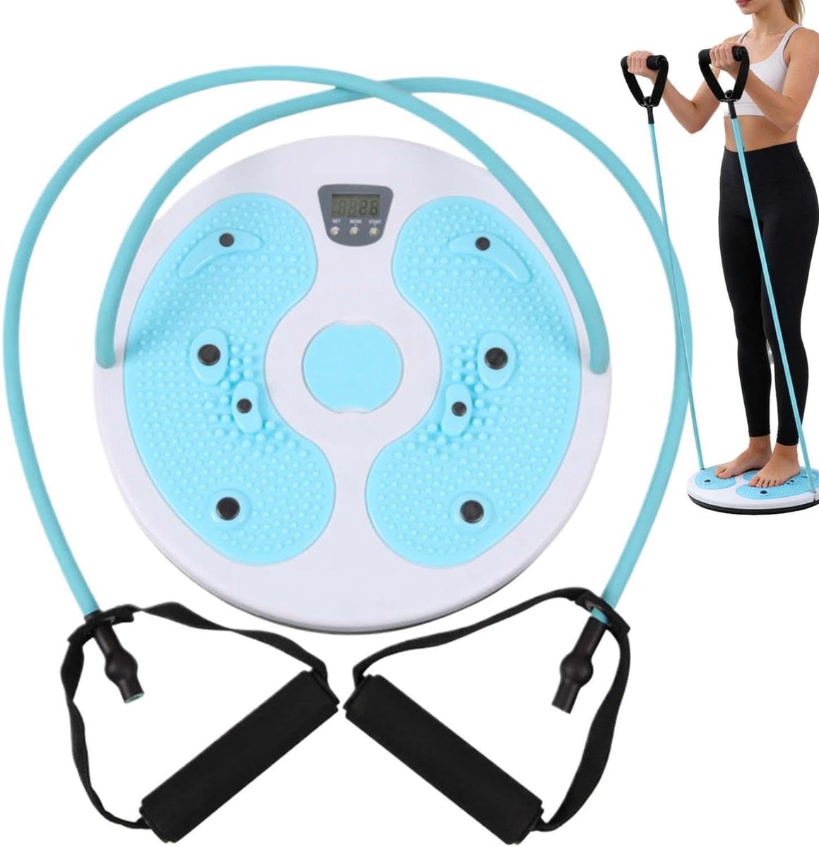 Fitness Draaischijf - Taille Trainer - Core Training - Met Calorieënteller - 28 cm - Blauw Wit