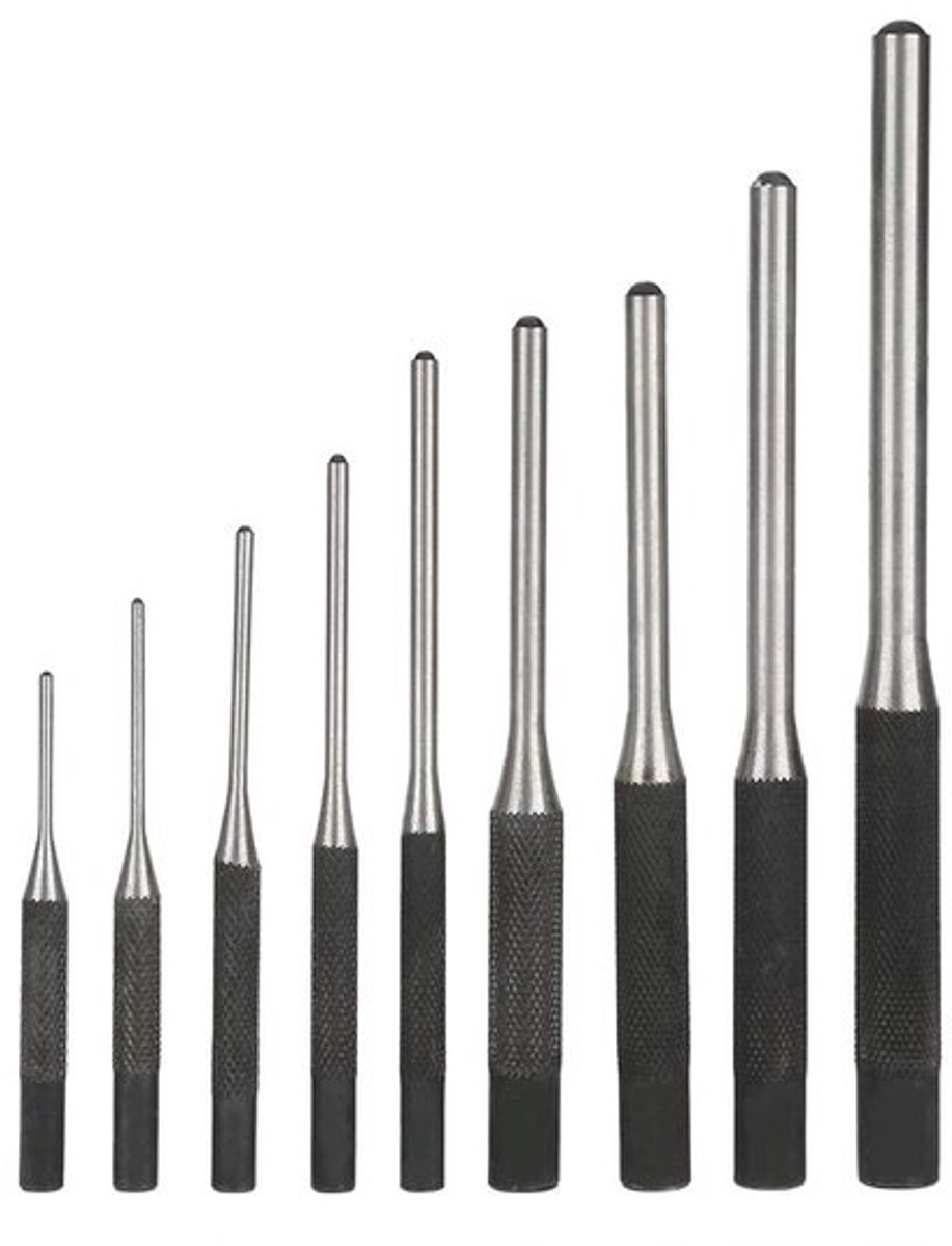 9 Stalen Pin Punch Set Tool Extra Lang voor Machinery Houtbewerking - Roll Pin