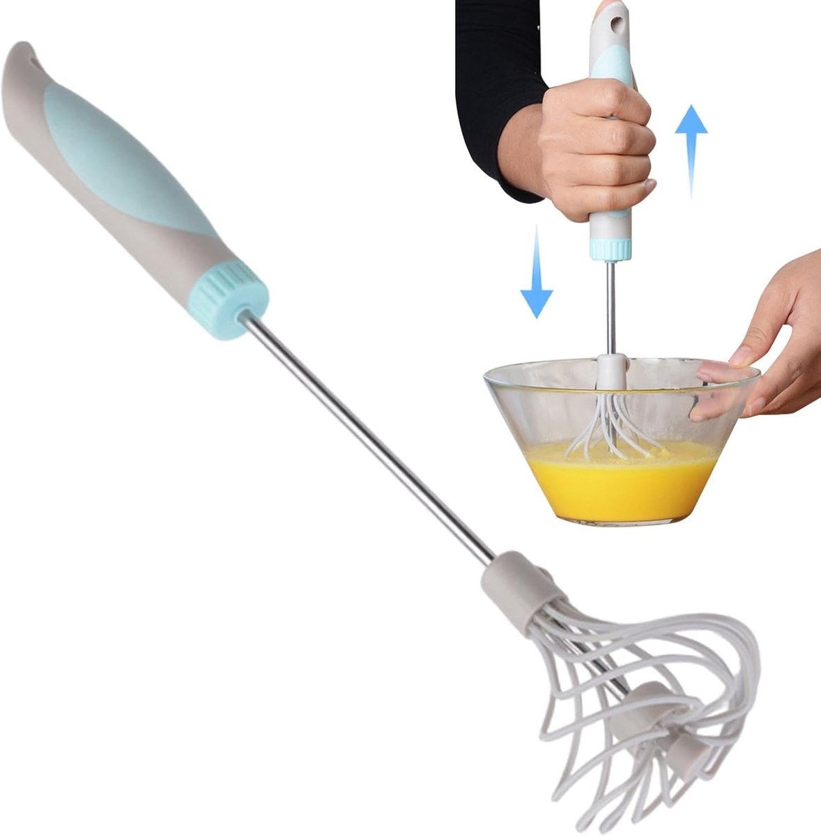 Rotary Mixer - Hand Blender - Beslag Mixen - Semi Automatisch - 36.5 cm - Zilver