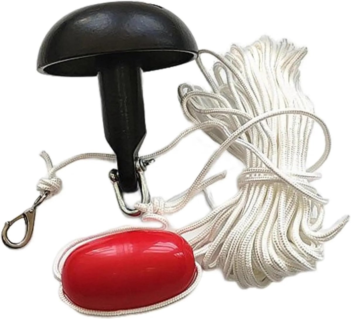 Anker touw set - Paddenstoel anker - Watersport gebruik - PE-gecoate afwerking - 20 meter touw - Zwart
