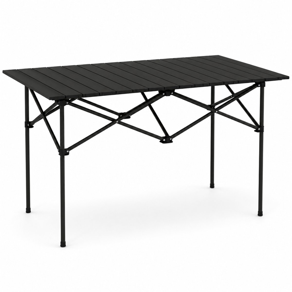 Opvouwbare Campingtafel - Oprolbaar Tafelblad - Aluminium - Zwart - 95 x 55 x 50 cm Productbeschrijv