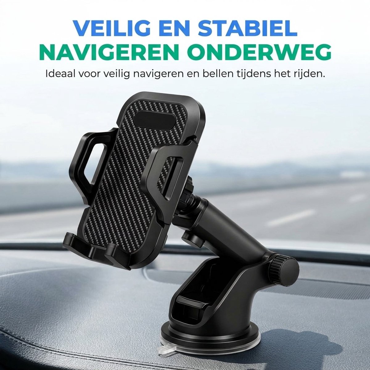 Telefoonhouder Auto – Universele GSM Houder met Zuignap – Voor Dashboard & Raam – Stevige Autohouder voor Smartphone - zwart – foto 3