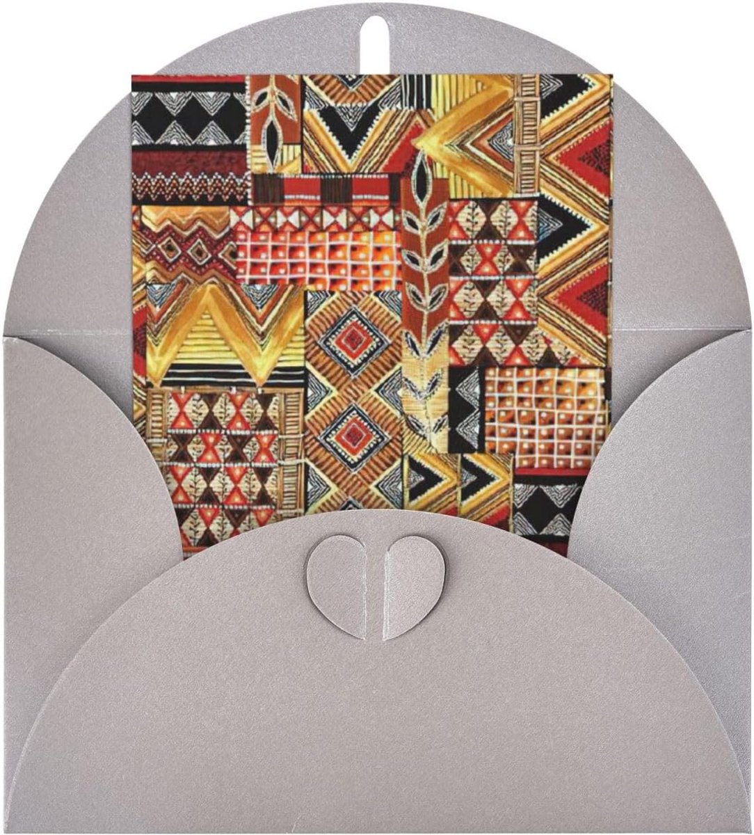 Wenskaart Set - Notitiekaarten - Gelezen Boodschappen - Afrikaanse Patchwork Print - 4 x 6 inch - Grijs