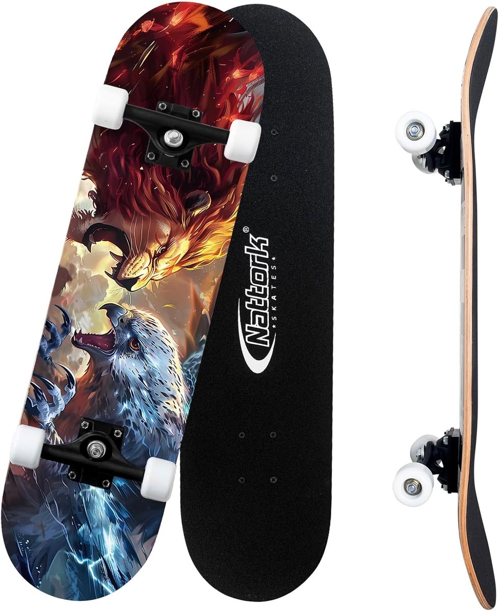 Compleet Skateboard Trick Board Beginner Skaten 9 Lagen Esdoorn 31 Inch Leeuw Hawk