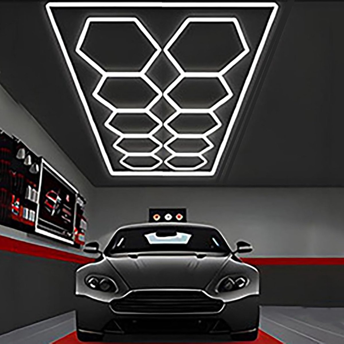 Hexagon LED Lamp - Werkplaatsverlichting Garage - Ruimte Verlichten - Groter Lichtoppervlak - 2435 mm x 4845 mm - Wit