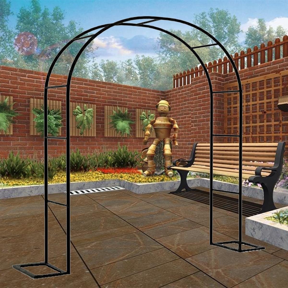 Tuinpaviljoen Rozenboog - Klimplant Ondersteuning - Tuin Decoratie - Gegavaniseerde Stalen Buis - B200xH230cm - Zwart