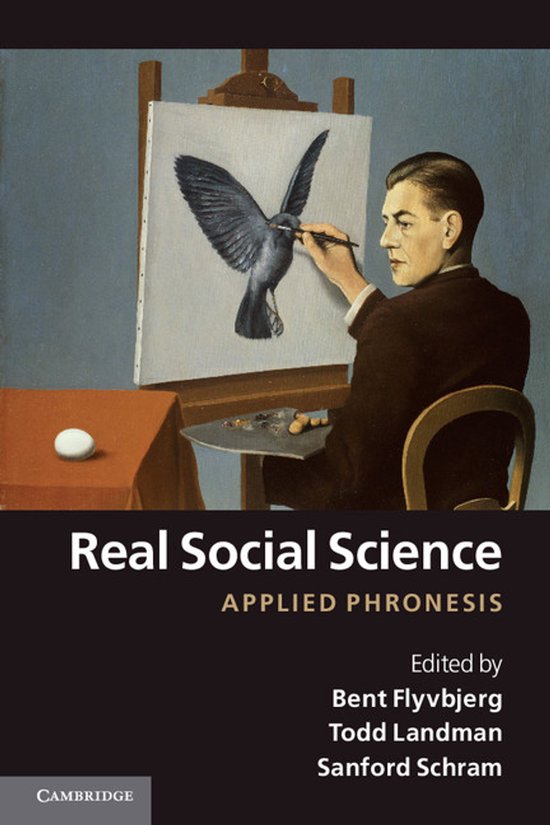 Boek 'Real Social Science' met op de cover een schilderij van een man die een vogel schildert op een ezel.