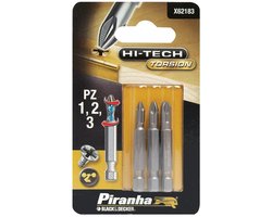 Piranha HI-TECH lange schroefbit - Pozidriv PZ1 PZ2 PZ3 - Lengte 50 mm - Verharde kern - X62183 - 3 stuks