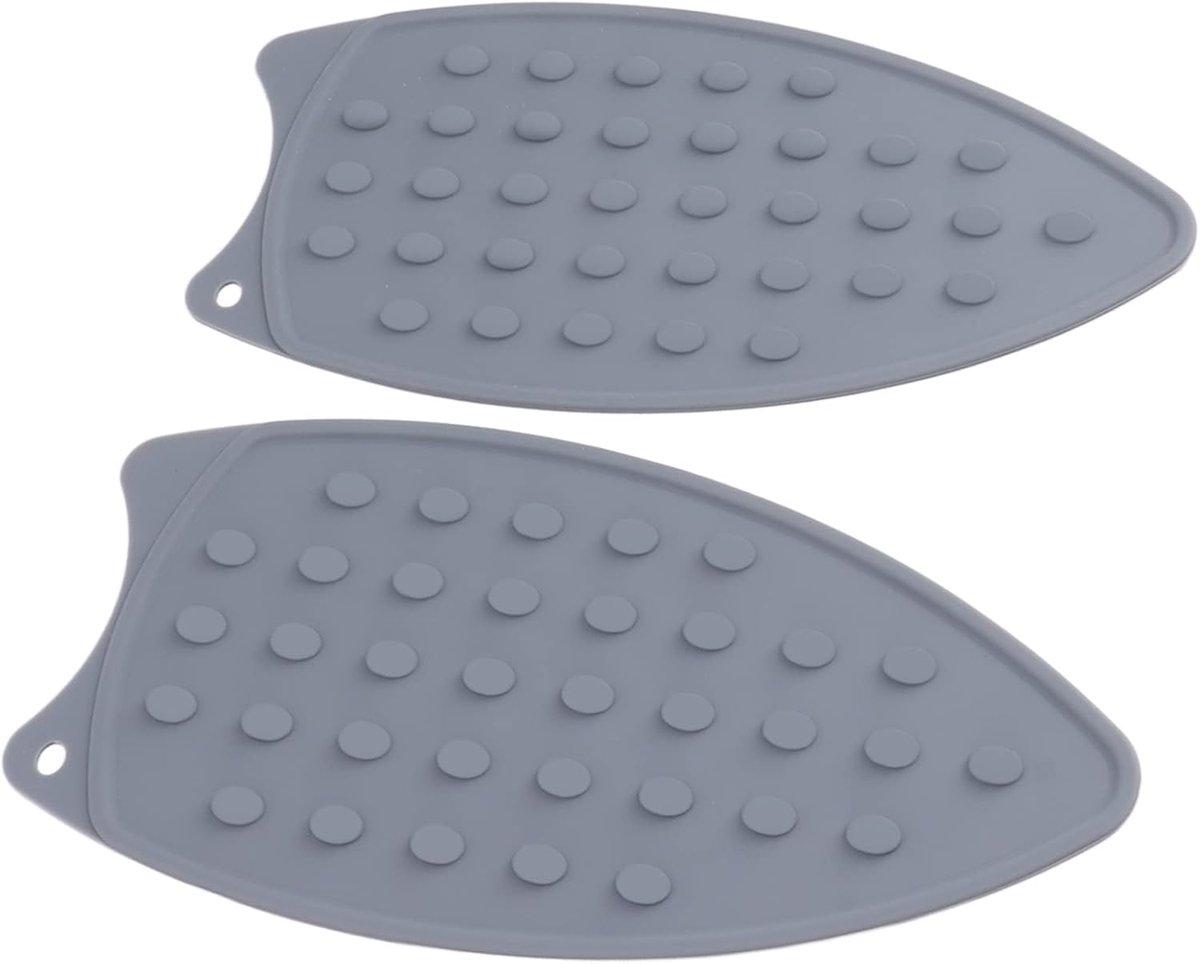 Strijkijzer Onderlegger - Hittebestendig Mat - Kleding Beschermen - Zacht Siliconen Materiaal - 2 Stuks - Grijs