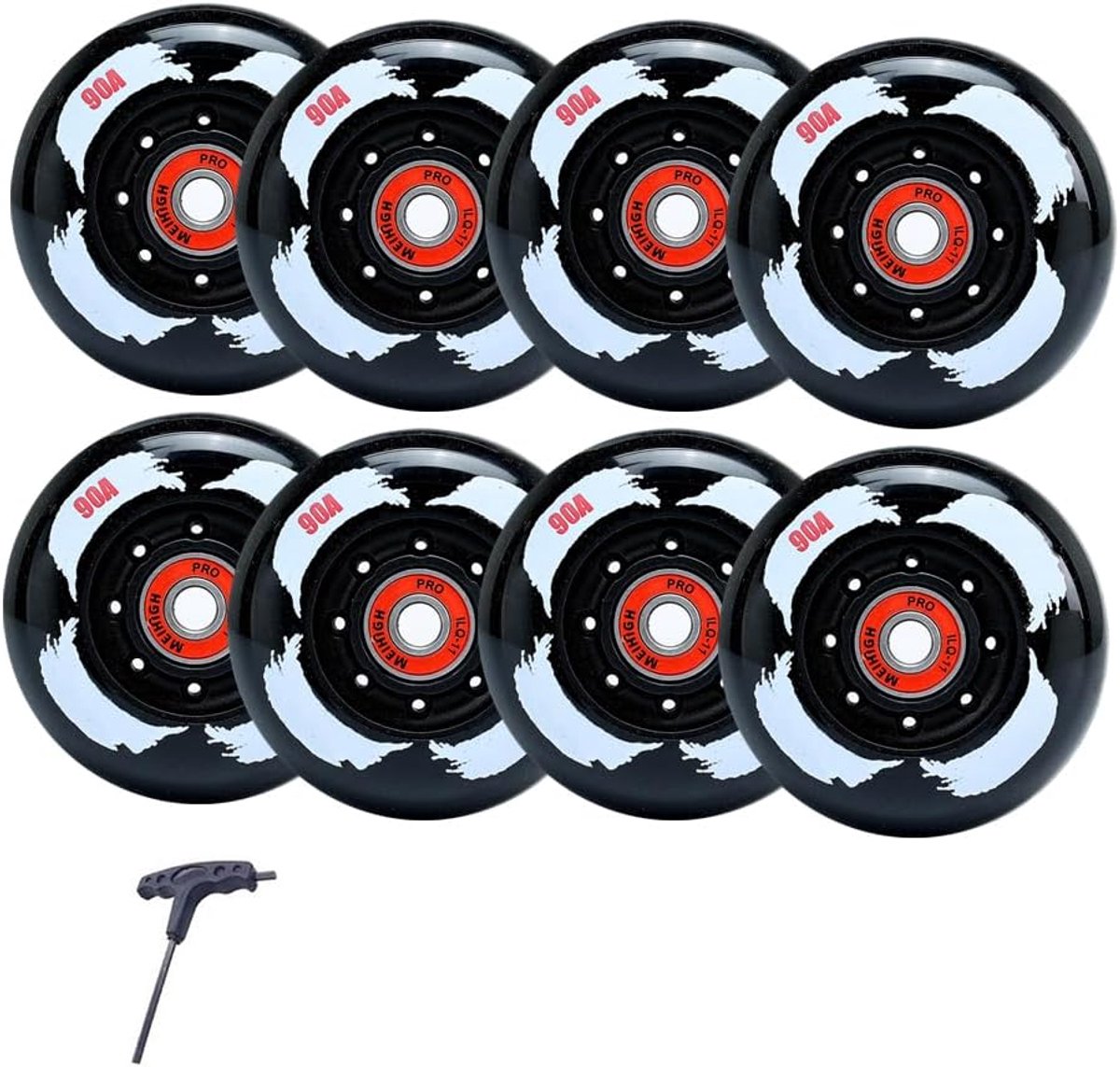 Vervangende wielen Skeelerwielen set Snel skaten Hardheid 90A 80 mm 8 stuks