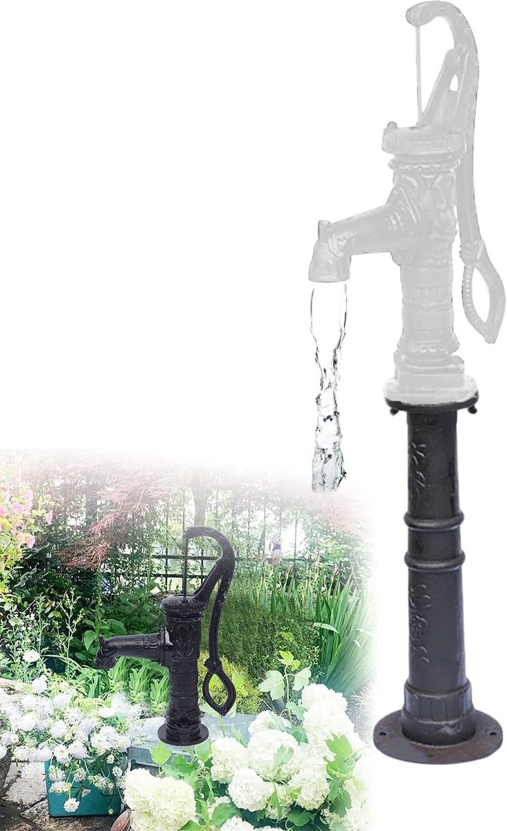 Pompplatform - Waterpomp standaard - Water verplaatsen - Gietijzer constructie - 69 cm hoog - Zwart